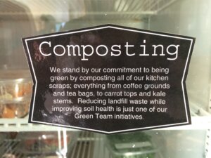 Composting Label at Food for Fitness Cafe