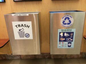 Recycling and Waste bins at the gym