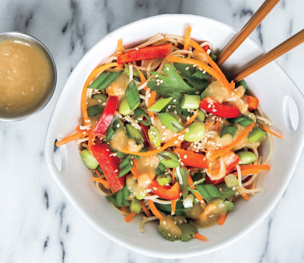 Healthy Cookbooks Featuring Photo of Vegan Noodle Bowl