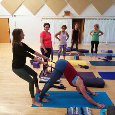 Anna and Jae Hoon's Pilates and Yoga retreat - Anna Demonstrating Supported Downward Dog 