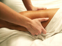 Lymphatic Massage Image - Closeup of Thigh Massage
