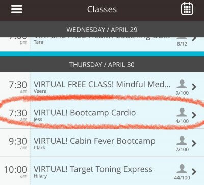 Booking classes in App for Resource Guide
