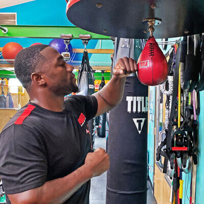 Caleb Noah with the Speed Bag