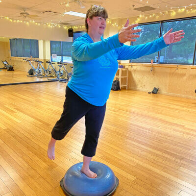 Laurie Bosu Ball Leg Extension for Balance Work