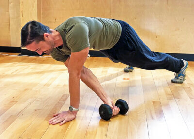 Jeremy Sims Planksgiving Dumbbell Pull Across