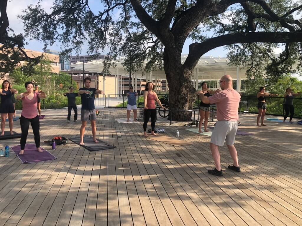 Tai Chi with Jeff Bowman at the Meredith Tree Deck at Waterloo Greenway