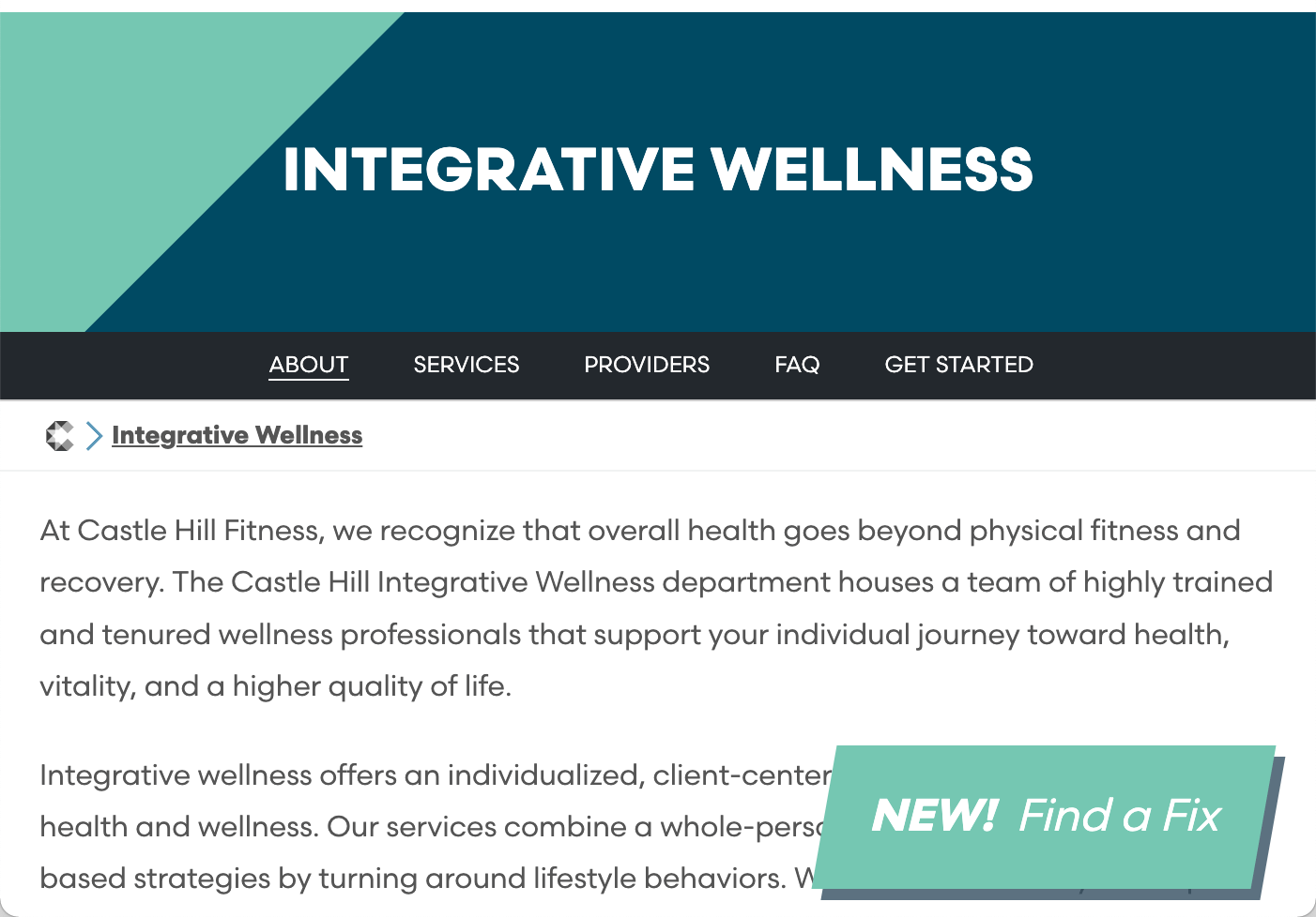 Image of Find-a-Fix tool icon on bottom right of Integrative Wellness page