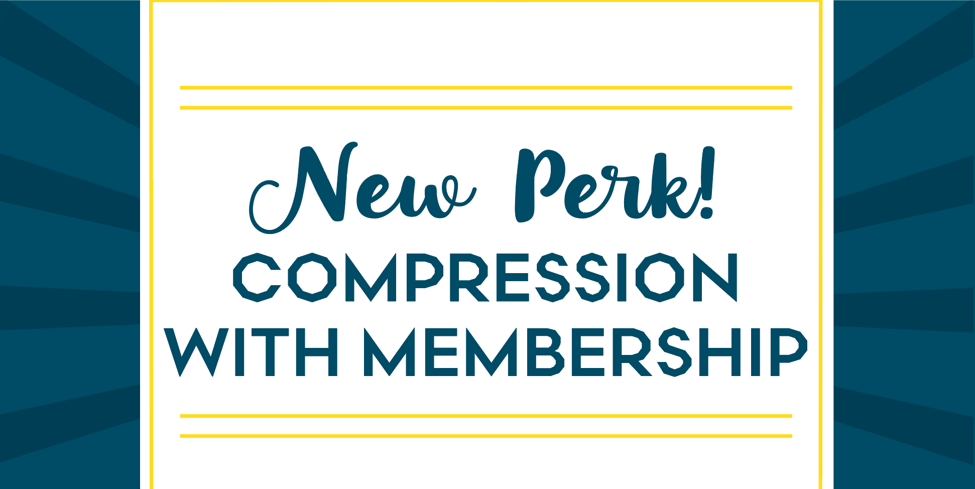 Compression Now Included with Membership Navy promo burst for Compression being included with membership