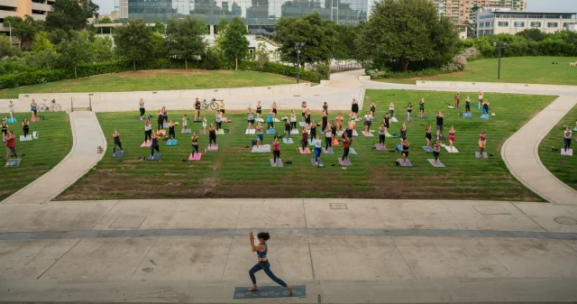 We can’t wait to head outside this FALL! 🍂 We are thrilled to team up with @waterloogreenway again for 𝒀𝒐𝒈𝒂 + 𝑺𝒐𝒖𝒏𝒅. Join us weekly on the Moody Amphitheater lawn for a series of free classes featuring a variety of instructors and musicians. Classes take place 𝗠𝗼𝗻𝗱𝗮𝘆𝘀 𝗮𝘁 𝟲𝗣𝗠, September 29 through November 17.⁠
⁠
All sessions are free to the community - bring your friends and a mat! Sign up through the link in bio.