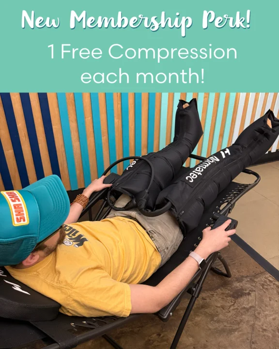 🚨 New Membership Perk Alert! 🚨 We are excited to announce that ALL memberships now include 1 FREE Compression session each month! Additional sessions can be booked at a discounted member rate - simply book online or at our front desk.⁠
⁠
The NormaTec air compression technology from @hyperice can help with reducing muscle soreness and swelling, aiding in overall recovery. Take advantage of this membership perk today!