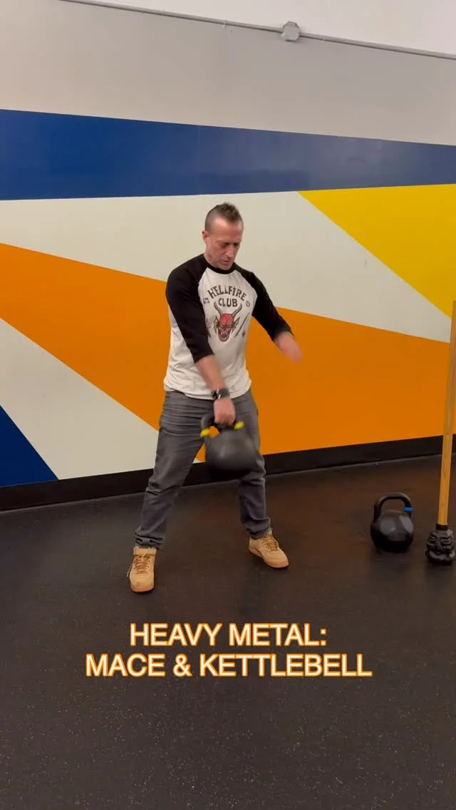 At this gem of a gym, we value sparkle, but we can also get down with heavy metal! 🤘  Trainer Matt (@humanbetterfitness) is bringing the intensity with 𝗛𝗲𝗮𝘃𝘆 𝗠𝗲𝘁𝗮𝗹: 𝗠𝗮𝗰𝗲 & 𝗞𝗲𝘁𝘁𝗹𝗲𝗯𝗲𝗹𝗹 𝗪𝗼𝗿𝗸𝘀𝗵𝗼𝗽 on 𝐒𝐀𝐓𝐔𝐑𝐃𝐀𝐘, 𝐉𝐀𝐍𝐔𝐀𝐑𝐘 𝟑𝟏 𝟏𝟐:𝟑𝟎-𝟐:𝟑𝟎𝐩𝐦.  In a small group setting, you’ll learn the basic Kettlebell movements: swings, deadlifts, presses, and more. You’ll start with the history and the WHY of using these tools, then the technique, grip, and practice of the traditional movements, and end with how to combine those moves in a workout routine.  Prepare for the zombie apocalypse by signing up through the link in bio today.  #chfitness #chfitfam #castlehillfitness #chfitnessfam #atxgym