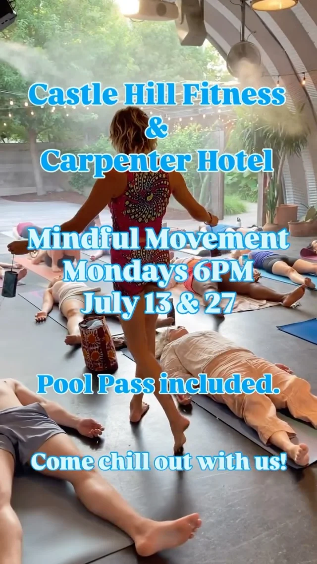 Turn your manic Monday into a mindful one with 𝑴𝒊𝒏𝒅𝒇𝒖𝒍 𝑴𝒐𝒗𝒆𝒎𝒆𝒏𝒕 at the Carpenter Hotel. Our Summer Moves series continues this July in the Q-Hut at 6PM on the following dates: 👇  𝗝𝗨𝗟𝗬 𝟭𝟯 - 𝗦𝗼𝘂𝗹𝗳𝘂𝗹 𝗙𝗹𝗼𝘄 𝘄𝗶𝘁𝗵 𝗟𝗲𝘀𝗹𝗶𝗲 𝗙𝗿𝗼𝗺 𝗔𝗹𝗮𝗯𝗮𝗺𝗮  Enjoy a moving meditation focused on breath and alignment. Funky, fun transitions will keep you out of your head and present in your body along with feel-good summer songs.  𝗝𝗨𝗟𝗬 𝟮𝟳 - 𝗠𝗼𝘃𝗲𝗺𝗲𝗻𝘁, 𝗠𝗲𝗱𝗶𝘁𝗮𝘁𝗶𝗼𝗻 & 𝗦𝗼𝘂𝗻𝗱 𝘄𝗶𝘁𝗵 𝗝𝗲𝗻𝗻𝘆𝗢
Take a moment to ground yourself with mindful movement and a soothing sound bath designed to calm your nervous system.  Clear your mind and connect with your body, stay after for a complimentary dip in the pool! Sign up through the link in bio.  #chfitness #atxfitness #atxfitnesscommunity #carpenterhotel #atxsummer
