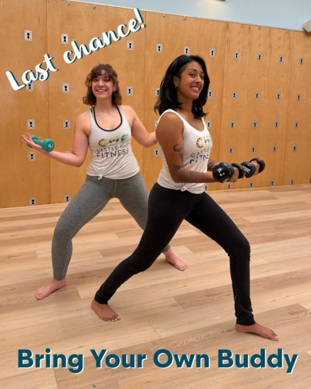 Sunday is the LAST DAY of our 𝐁𝐘𝐎𝐁 (𝐁𝐫𝐢𝐧𝐠 𝐘𝐨𝐮𝐫 𝐎𝐰𝐧 𝐁𝐮𝐝𝐝𝐲) 𝐖𝐞𝐞𝐤! Add even more fun to your weekend workout with a friend.⁠
⁠
To redeem this special, simply check in with your friend at the front desk. If you’re planning to take a class, we recommend calling ahead so we can reserve your spots. ⁠
⁠
But, wait - there’s more! ⤵️⁠
⁠
If your friend joins during Bring Your Own Buddy Week, you'll BOTH get $50 off one month of membership! Find out more via the link in bio - we can’t wait to spend a weekend with you and your friend!