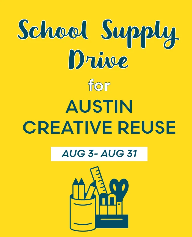 📚 Join us in collecting new school supplies in support of Austin Creative Reuse. If you’re able, consider bringing in a few items to help local students head back to school with the supplies they need! Simply bring items to table at the front of the gym any time between 𝗠𝗼𝗻𝗱𝗮𝘆, 𝗔𝘂𝗴𝘂𝘀𝘁 𝟯 𝘁𝗵𝗿𝗼𝘂𝗴𝗵 𝗙𝗿𝗶𝗱𝗮𝘆, 𝗔𝘂𝗴𝘂𝘀𝘁 𝟮𝟭.⁠
⁠
In addition, you can join Derekè (@iamdereke) 𝟭𝟭𝗔𝗠 𝗦𝗮𝘁𝘂𝗿𝗱𝗮𝘆, 𝗔𝘂𝗴𝘂𝘀𝘁 𝟴 for a FREE Back to School Bounce class - admission is simply a donation of new school supplies! Check the link in bio to learn more about items that are needed.